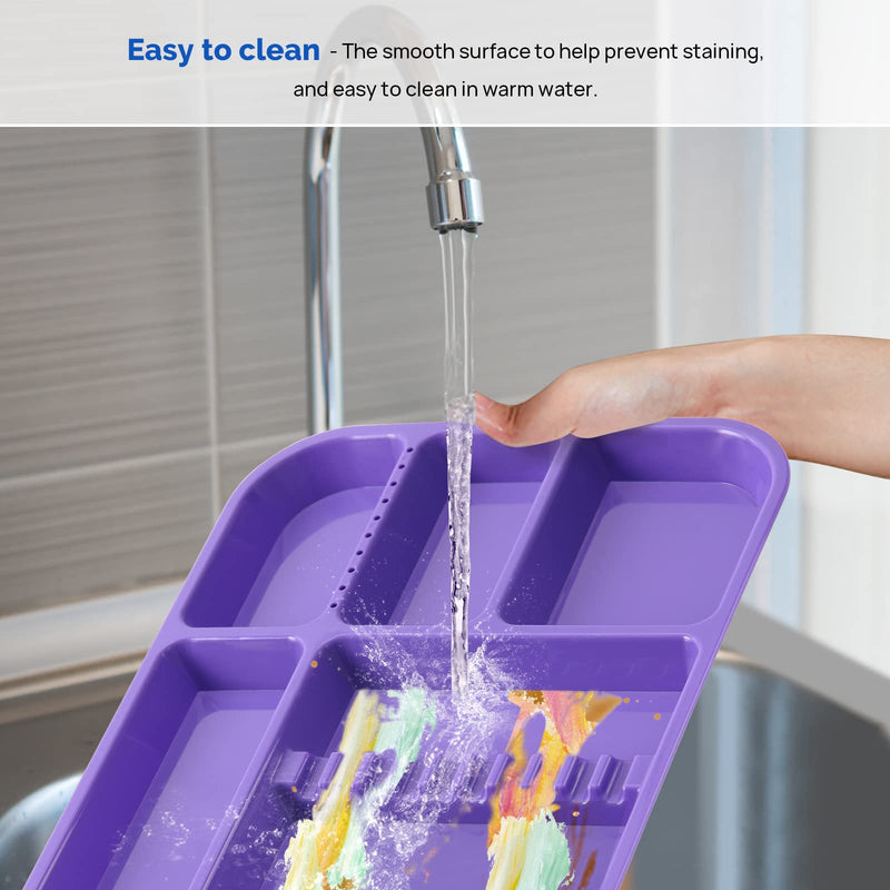 [Australia - AusPower] - JMU Dental Instrument Divided Tray, Autoclavable Plastic Separate Setup Dental Trays Size B 13.25" x 9.75", Purple 1 