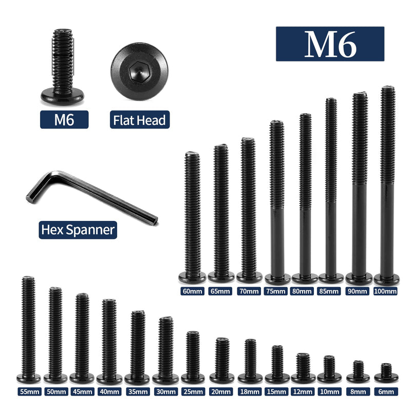 [Australia - AusPower] - M6 x 20mm 20Pcs Flat Head Hex Socket Cap Screws Bolts, 304 Stainless Steel 18-8, Full Thread, Black Oxide by SG TZH (with Hex Spanner) 20 M6 x 20mm 