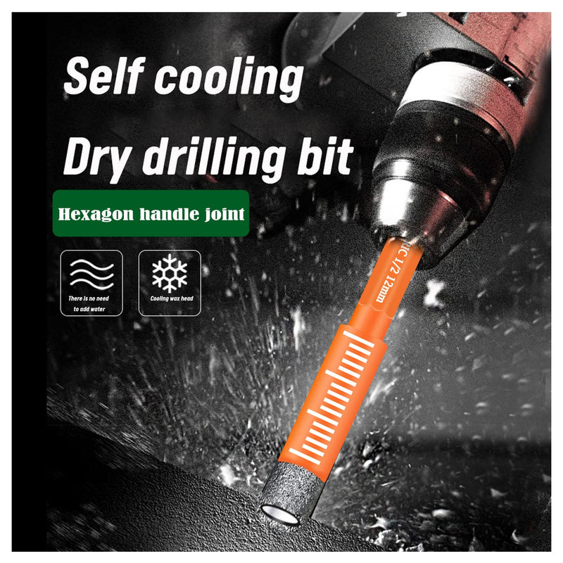 10 PCS Orange Dry Diamond Drill Bits Set, Hex Shank Diamond Hole Saw Kit with Storage Bottle, for Granite Marble Tile Ceramic Stone Glass Hard Materials (Not for Wood) with Size 3/16'' to 1/2''