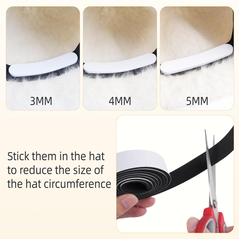 [Australia - AusPower] - 48 Pcs Hat Size Reducer Insert and 2 Rolls Hat Sizing Tape, Hat Inserts to Make Fit Smaller for Cowboy, Fedora, Baseball Caps, Pana, Straw (Black & White) 