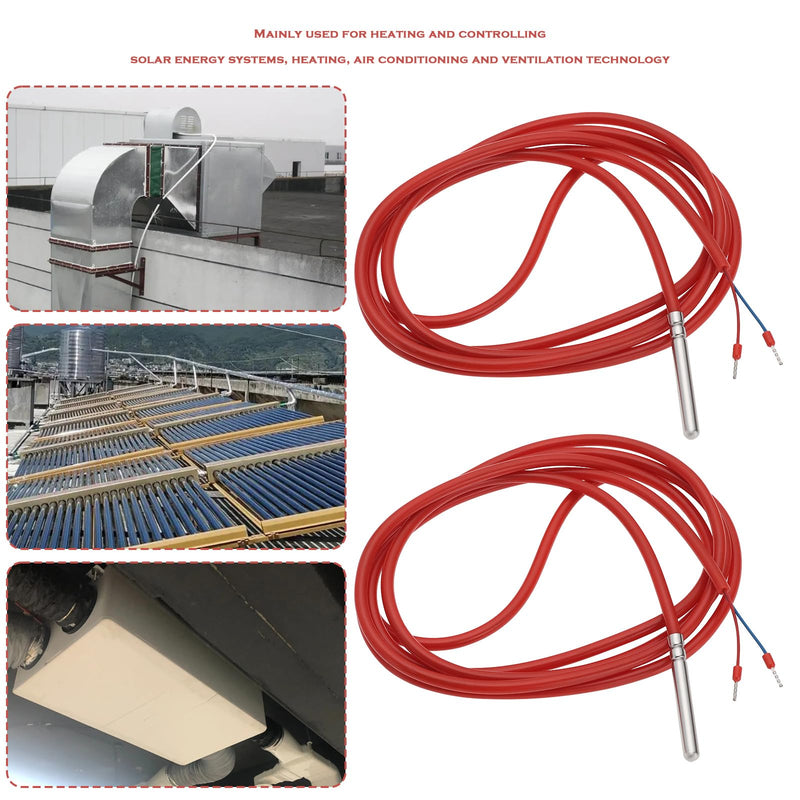 [Australia - AusPower] - 2pcs Waterproof NTC10K Thermistor Temperature Sensor Probes -50°C to +200°C Suitable for Heating and Controlling Solar Systems Heating Air Conditioning Ventilation Technology 2m Wire 