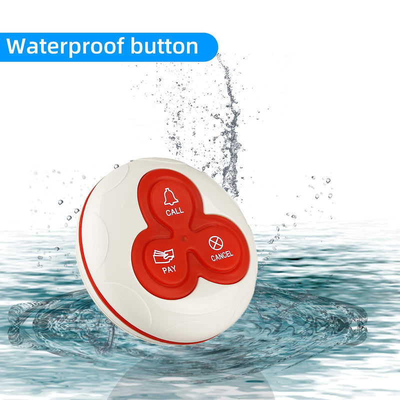 Retekess T114 Wireless Calling System Customers Caregiver Pager 5 PCS Waterproof 3-Key Call Buttons Compatible with T114 and T128 TD108 Receiver