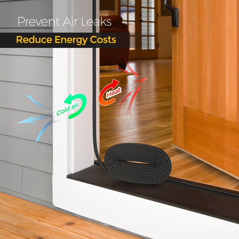 [Australia - AusPower] - Soundproof Weather Stripping Door Seal for Large Gaps - Easy Install Black Foam Strip, 26 ft 26FT 
