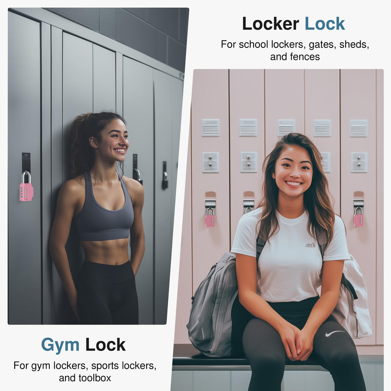 [Australia - AusPower] - Puroma Combination Lock 4 Digit Waterproof Locker Locks Secure Outdoor Padlock for Gym Lockers, Toolboxes, Gates, Fences, Storage, Sports Locker (Rose Pink) 1 Basic Rose Pink 