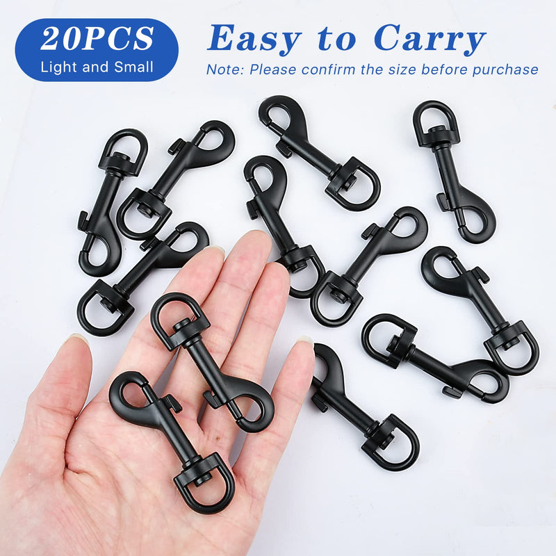 [Australia - AusPower] - 20Pcs Bolt Snap Hooks for Dog Leash Clips, Metal Heavy Duty Swivel Snap Hook Leash Hardware for Linking Dog Collar, Pet Harness, Key Chains, Purse Straps, DIY Project Black-20pcs-0.6*2.56 in 