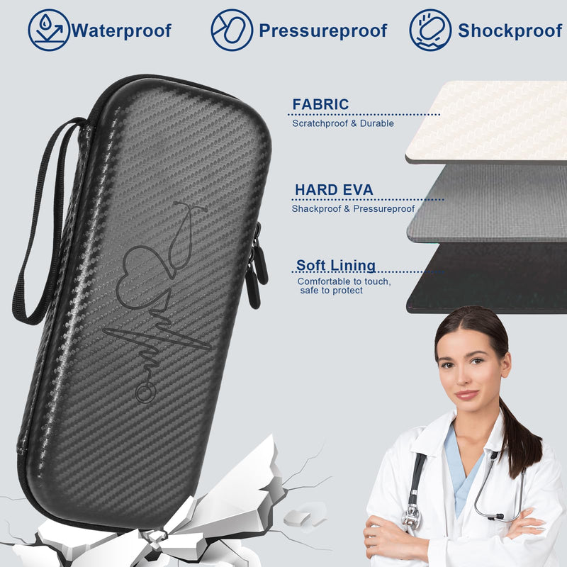 [Australia - AusPower] - 11 pcs Stethoscope Case Kits,Stethoscope Carrying Case for 3M Littmann Classic III,Stethoscope Holder with Pocket for Nurse Accessories for Work,Include Penlight, Bandage Wraps Black With Accessories-Black kit 