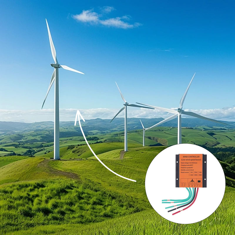 [Australia - AusPower] - Wind Turbine Generator, 12V/24V Wind Turbine Charge Controller IP67 MPPT Wind Turbine 16A 300W-1000W Step up Wind Battery Controller 