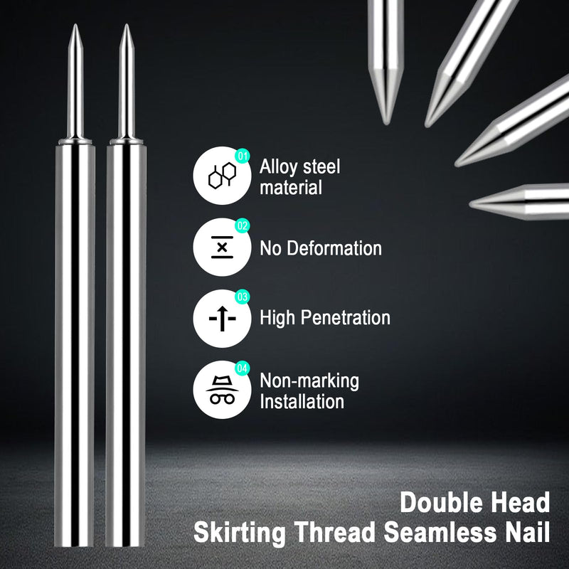 [Australia - AusPower] - 120Pcs Double-Head Skirting Thread Seamless Nail, Skirting Line without Marks Nail,Invisible Security Screws,Equipped with Nail Specific Sleeve Tool,Solid Wood Baseboard Double-Headed Nails. 120 
