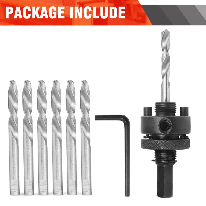 [Australia - AusPower] - Heavy Duty Hole Saw Arbor with 5pcs Center Drill Bits, 1/2" Hex Shank Quick Change Arbor Fits 1-1/2" to 10" Hole Saws 