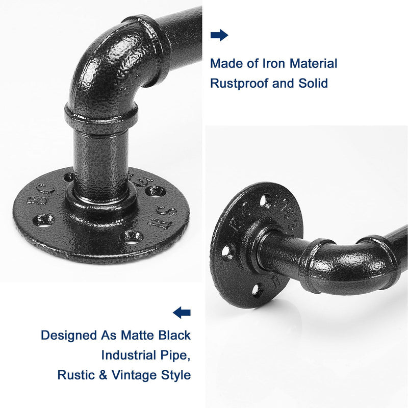 NearMoon Industrial Pipe Towel Bar, Heavy Duty Bathroom Hardware Towel Holder Accessory, Wall Mounted DIY Rustic Iron Bathroom Towel Rack Holder (28 Inch, Black) 28 Inch