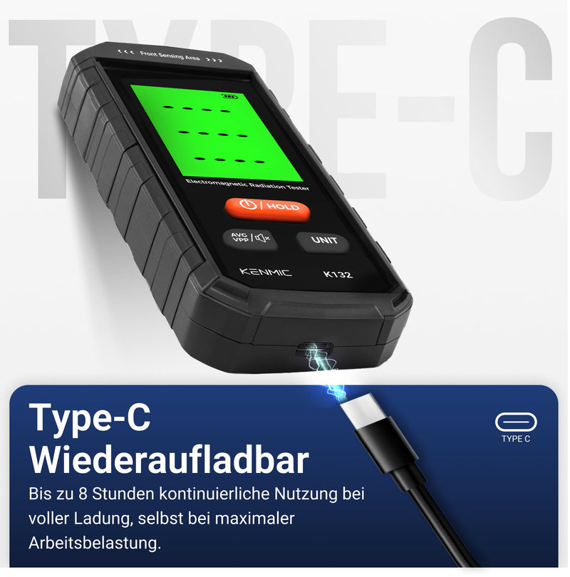[Australia - AusPower] - KENMIC EMF Meter, 3-in-1 EMF Meter EF/MF/RF Portable Electromagnetic Field Radiation Detector for EF, RF, MF, WiFi Signal, Suitable for Home, Office, EMF Inspections and Ghost Hunting Green 