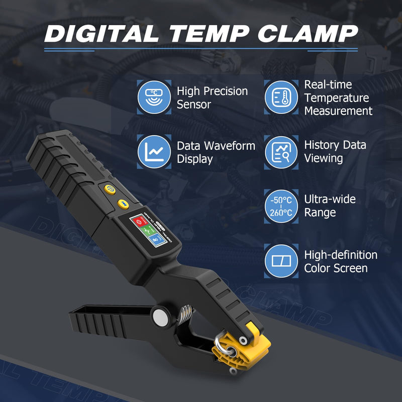 [Australia - AusPower] - HVAC Digital Thermometer,LM55 HVAC Digital Temp Clamp for Heating and Cooling Systems,HVAC Thermometer with Real-Time Temp Measurement,Data Waveform Display,Measurement Range of -50~260℃ 