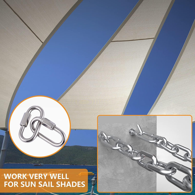 [Australia - AusPower] - Heavy Duty Chain Link, Anti-Rust Quick Link Chain Connector 1.57 Inch-12 Pcs Silver-304 Stainless Steel 