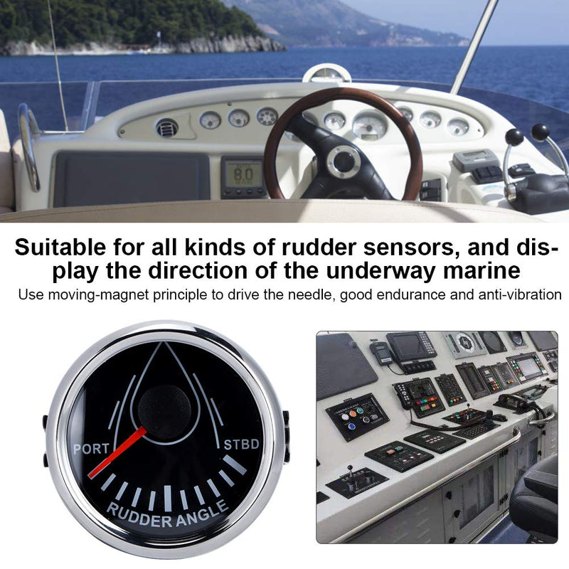 [Australia - AusPower] - Rudder Angle Meter, 52mm Universal Boat Rudder Angle Indicator 0-190ohm with Sensor -32V Backlight Gauge for Yacht Dial Silver Cover Black Dial Silver Cover 