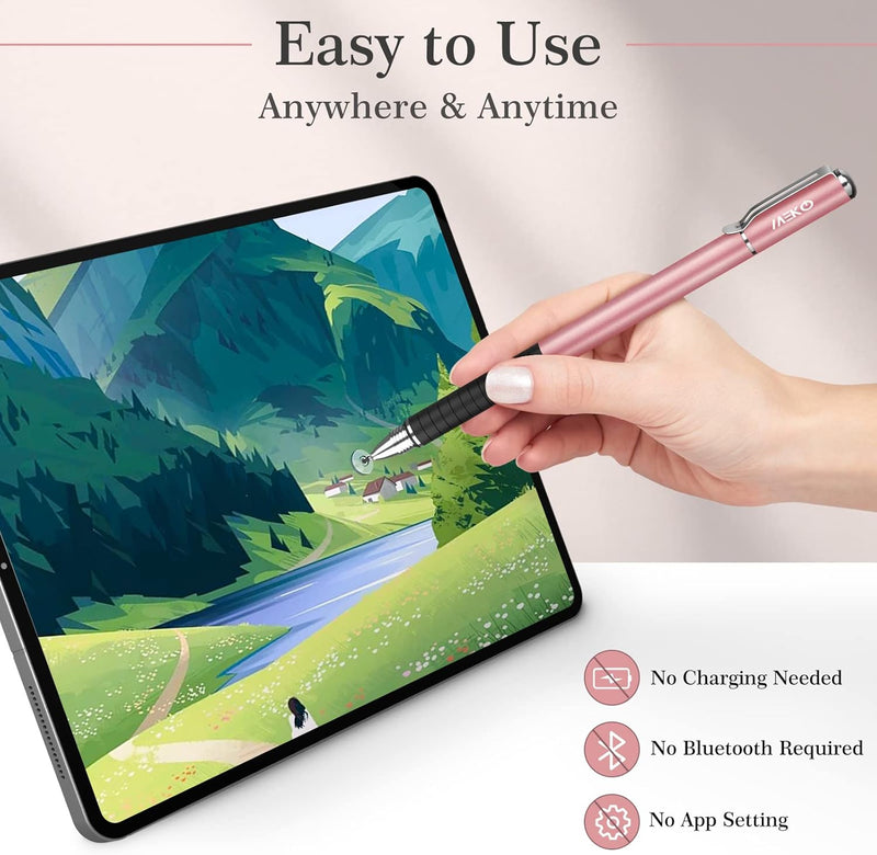 [Australia - AusPower] - MEKO (2nd Generation) [2 in 1 Precision Series] Disc Stylus Pen for iPhone, iPad Pro/Mini/Air, Samsung Galaxy and All Touch Screen Devices Bundle with 6 Replacement Tips,Pack of 2(Black/Rose Gold) 1Black/Rose Gold 