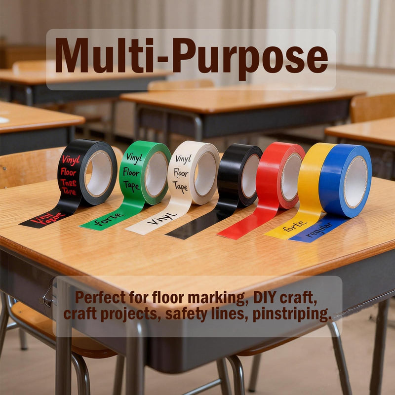 Vinyl Floor Tape, Floor Marking Tape No Residue Multipurpose for Gyms, Classroom, Office, Home, DIY, Craft, Dance Studio Yellow 2" X 36 Yds X2ROLL