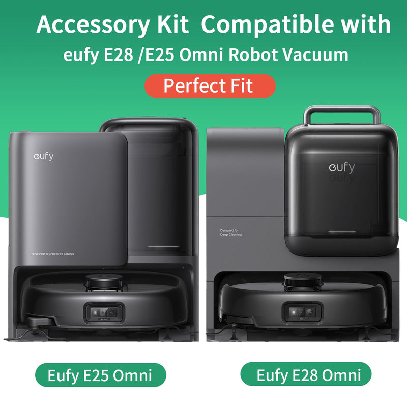 Accessory Kit Compatible with eufy Omni E28 / Omni E25 Robot Vacuum, 23-Pack Replacement Parts with 2 Sets Rolling Brushes, 2 Roller Mops, 4 Filters, 6 Dust Bags, 6 Side Brushes, 1 Cleaning Brush