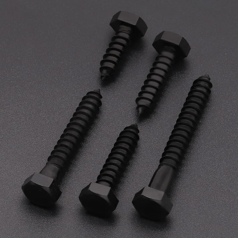 [Australia - AusPower] - 1/2 x 3 (8 Pack) Stainless Steel Hex Lag Bolts, Hexagon Head Lag Screws Bolts, Stainless Steel 304 (18-8), UNC Coarse Thread, Tip Point, Deck Screws, Black Coated 1/2 x 3" 8 