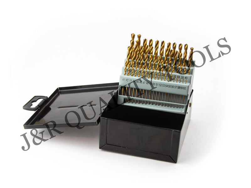 60pc Drill Bit Set M2 HSS High Speed Steel Bits Numbered #1-60 Metal Case