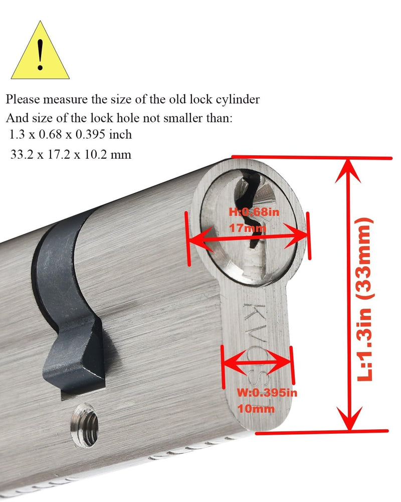 60MM Solid Brass Lock Cylinder with 3 Brass Keys Satin Nickel Color Cylinder Door Lock Replacement (Color:Satin Nickel, 60MM-Thumbturn,Material: Brass)