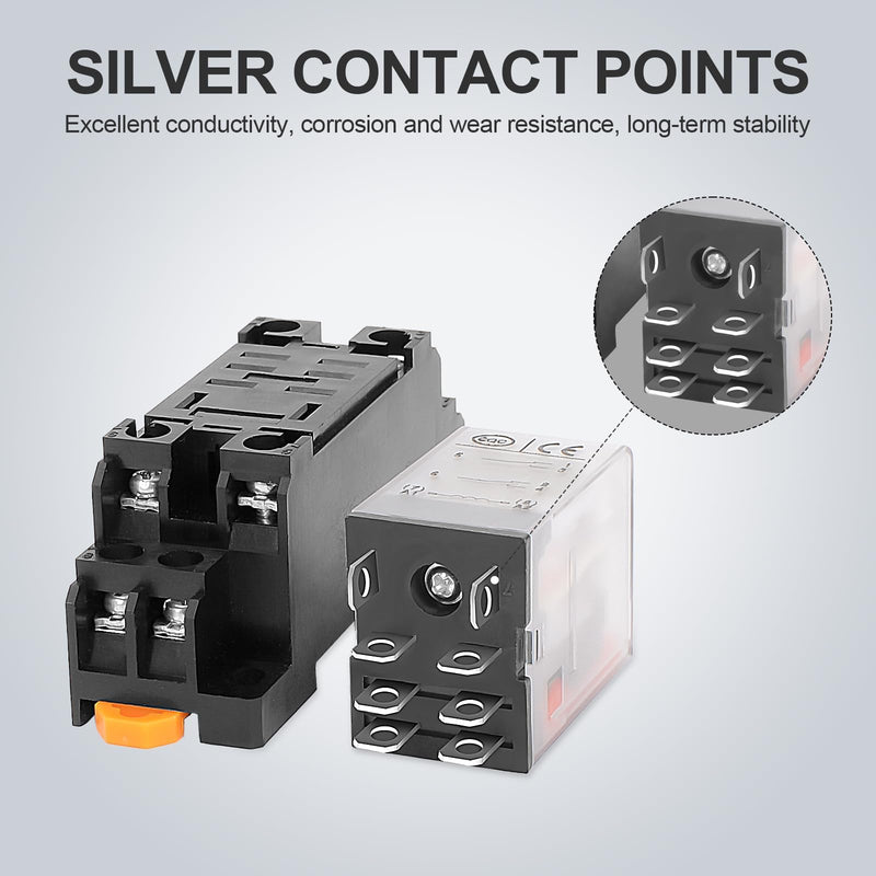 [Australia - AusPower] - 2 Pcs Electromagnetic Power Relays, Red Indicator Light, 8-Pin DPDT 10 A 110 VAC Relay with Plug-in Terminal Socket, DIN Rail Mounted, CQC, CE (EE-L2CLG) 8-Pin 110 VAC 