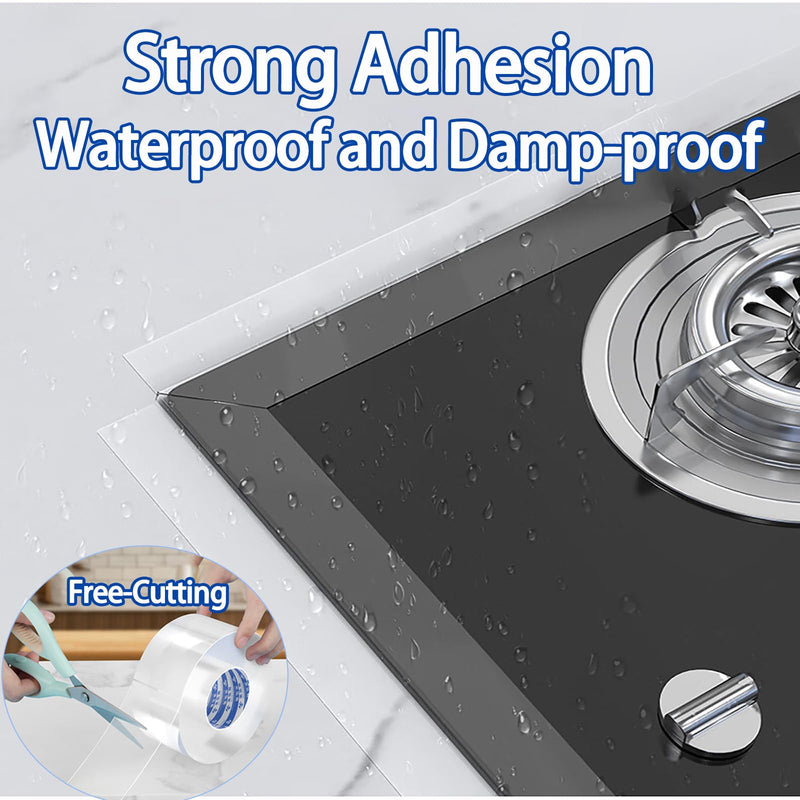 [Australia - AusPower] - Waterproof Caulk Tape Sealant Strip – for Kitchen Caulking,Oil Proof,Self-Adhesive Tape for Toilet Seal,Bathtub Sealant–Bathroom Clear Caulk,2in x 9.84FT,PVC Tape -for Window Sealing as Well 2in x 9.84FT 