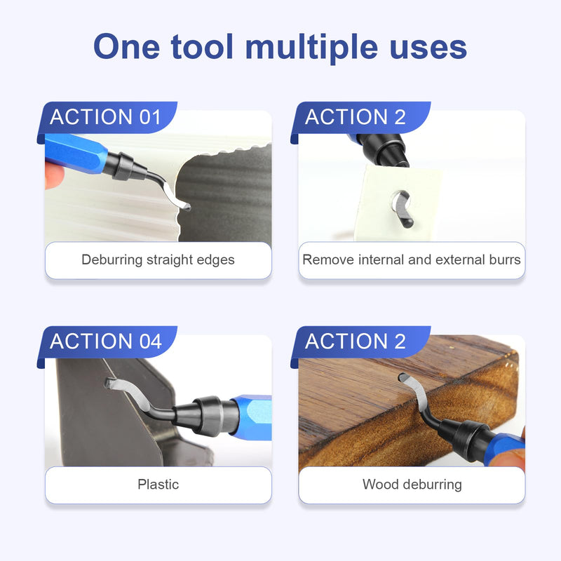 [Australia - AusPower] - 10 Piece High Speed Steel Blade Deburring Tool Set, For Metal Aluminum, Copper, Resin, PVC Pipe, 3D Printing, Wood Edge Treatment, High Quality Metal Handles, Deburring Manual Chamfering, Reamer Tools 