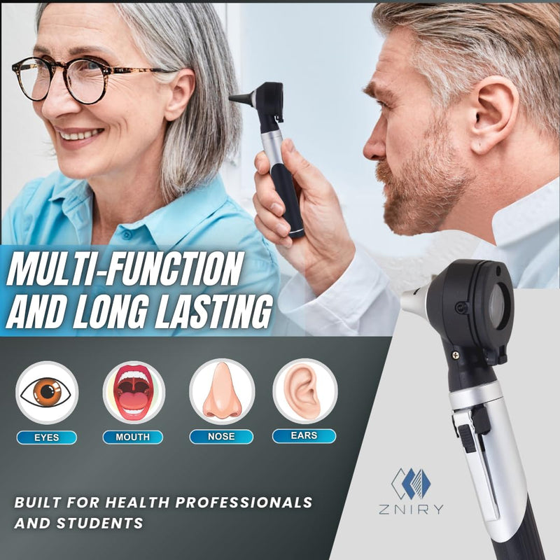 [Australia - AusPower] - Fiber Optic Mini Otoscope - Ear Scope with Light for Infection Detection, Wax Removal, and at-Home ENT Exams (Black Color) 