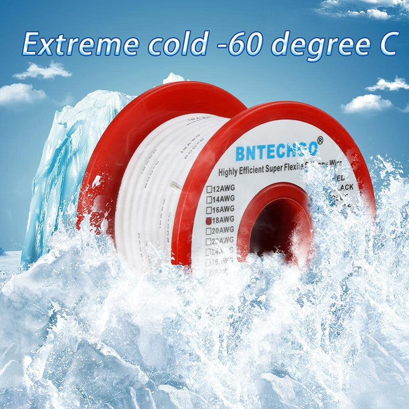 [Australia - AusPower] - BNTECHGO 18 Gauge Silicone wire spool 50 ft White Flexible 18 AWG Stranded Tinned Copper Wire Single Conductor Wire silicone wire 50ft 18 gauge silicone wire white 