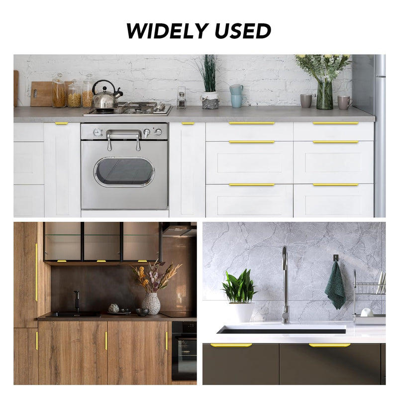 Ravinte 15 Pack Finger Pulls for Cabinets 50mm/2in Hole Center Tab Cabinet Handle Gold Finger Edge Pulls Concealed Handles for Kitchen Drawer Finger Cabinet Pulls 76mm/3in Length 50mm/2" Hole Center