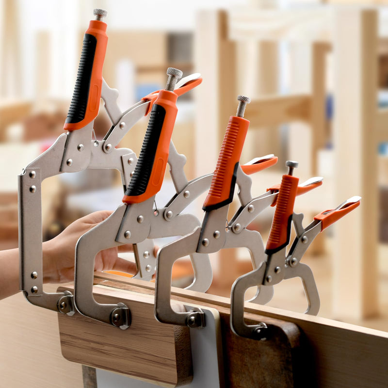 [Australia - AusPower] - 6 Inch C Clamp, Heavy Duty Vise Grip Locking Pliers Adjustable Face Clamp for Woodworking, Welding and Pocket Hole Joinery, 2 Packs (Orange, 6 Inch) Orange 