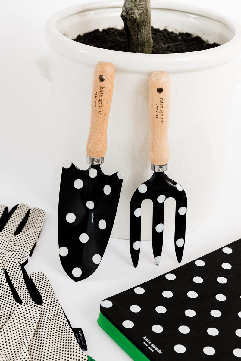 Kate Spade New York 2 Piece Gardening Hand Tools, Cute Garden Tool Set Includes Hand Rake and Trowel (Picture Dot)