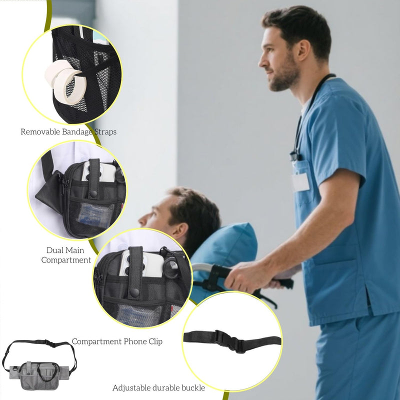 [Australia - AusPower] - Nursing Waist Bag,Nurse Fanny Pack,Medical Organizer Belt Adjustable Waist Strap/Multi Compartment Suitable for Stethoscopes,Bandage,Scissors and Other Supplies（Rose） Rose 