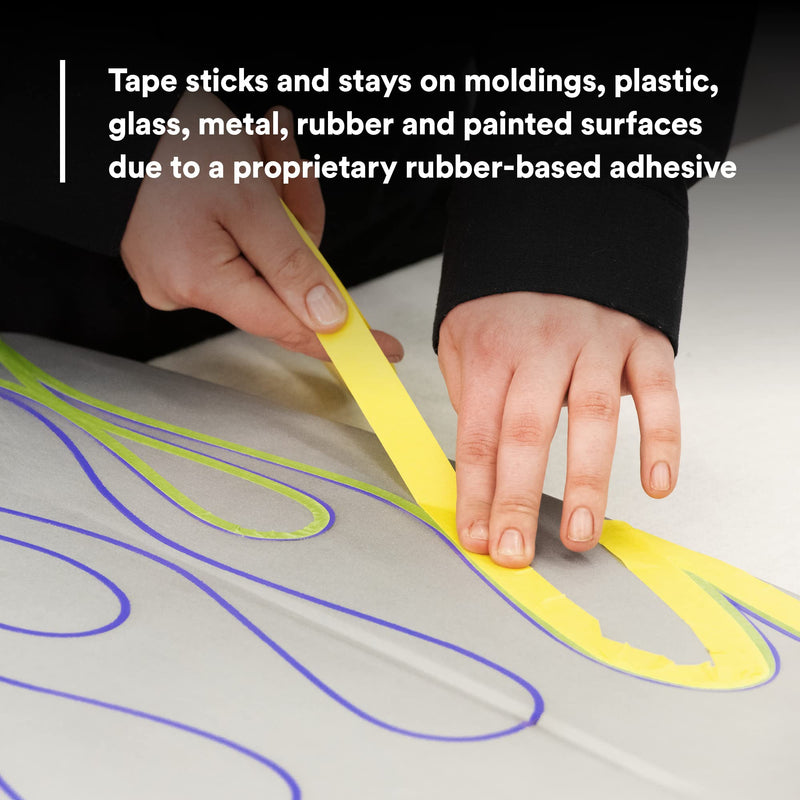 3M Automotive Refinish Masking Tape, 06652, 18 MM X 55 M, Yellow, Crepe Backing, Moisture Resistant, Multi-Purpose, 48 Per Case 3M Automotive Refinish Masking Tape retail packaging