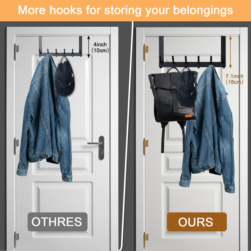 [Australia - AusPower] - BOOMIBOO Over The Door Hooks, Sturdy Door Hanger, Towel Rack Towel Hooks for Bathroom 12 Hooks Large Over The Door for Bathroom, Bedroom?Kitchen Black 