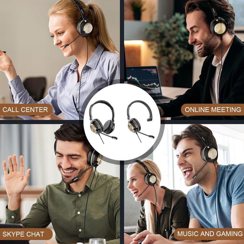 [Australia - AusPower] - Wantek USB Computer Headset with Clear Chat Microphone, Lightweight On Ear Wired Headset for MS Teams,Skype,Webinars,Call Center and More 88USBA 
