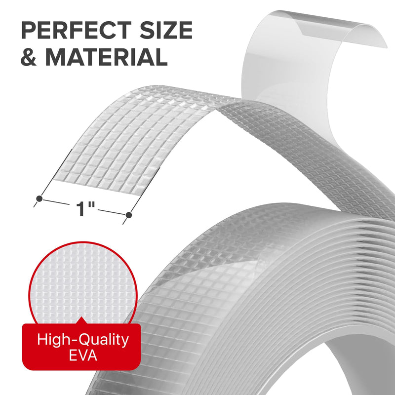 X-Protector Rubber Grip Tape - 1" x 12' Non-Abrasive Grip Roll - Heavy-Duty Non Slip Adhesive Strips - Clear Waterproof Rubberized Grip Tape for Handles! Clear (Roll)