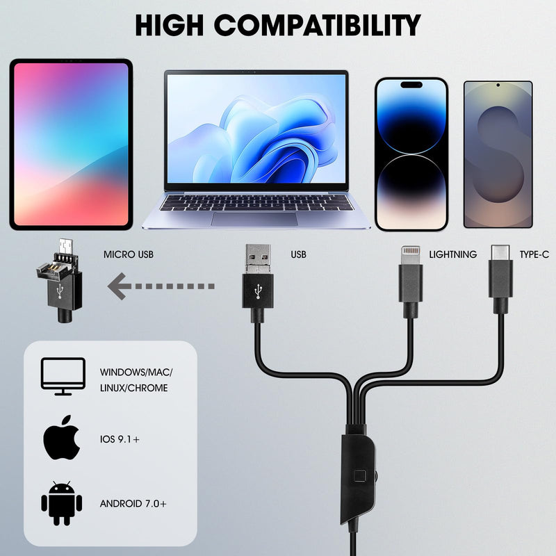1080P USB Microscope with Metal Stand, 50X-1000X Handheld Digital Microscope Camera Compatible with iPhone/Android/Windows/Mac