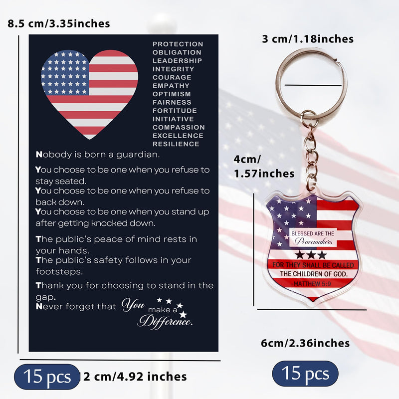 Police Officer Prayer Cards Gift Set with Keychains, Bulk Law Enforcement Thank You Gifts for Graduation & Police Week PoliceCard-R45