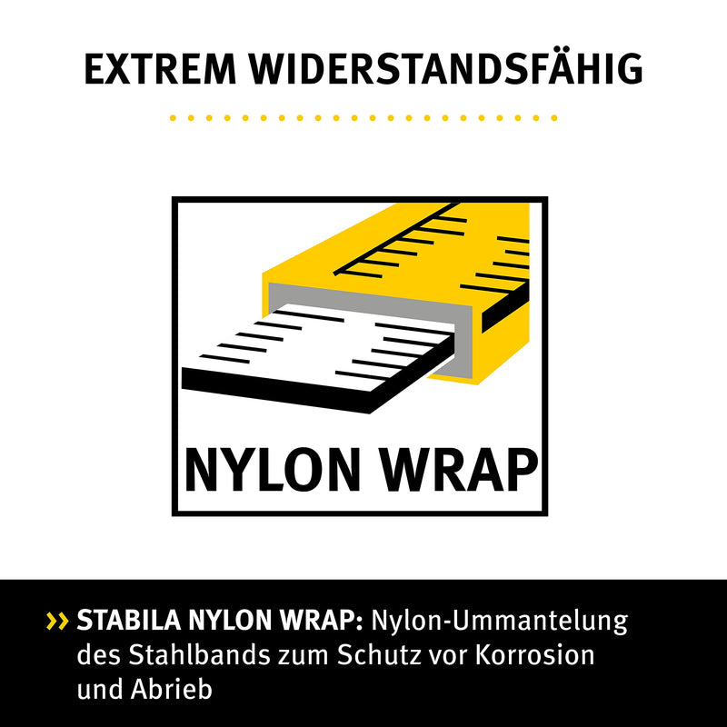 [Australia - AusPower] - Stabila Capsule Tape Measure LBM 2000 Steel, 20 m, Steel Measuring Tape with Metric Scale and Nylon Wrap Coating, Universal Hook, Shatterproof Capsule, MID Accuracy LBM2000 ST20 Black Yellow 