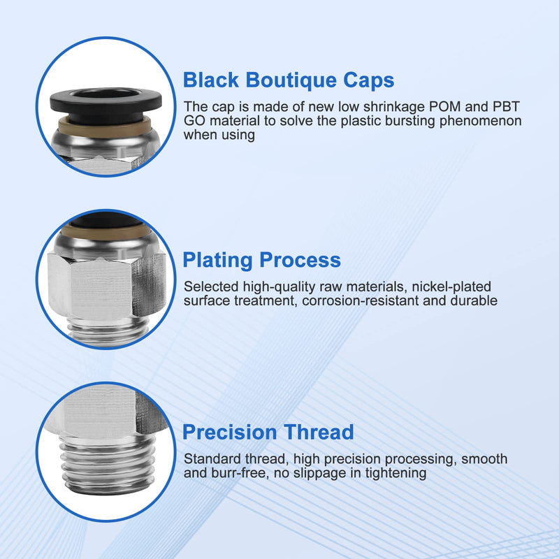 [Australia - AusPower] - 12 Pcs Push to Connect Fittings 3/8 Inch Tube OD x 1/4 Inch NPT Thread Pneumatic Male Straight and Elbow Quick Connect Air line fittings 3/8"OD x 1/4"NPT 