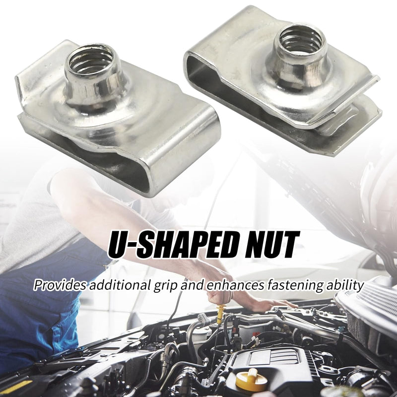 [Australia - AusPower] - 40 PCS 1/4inch M6 U Nuts, Stainless Steel U-Clip Nuts, Anti-Rust U-Fasteners for Repair Modification Needs 