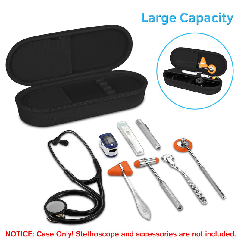 [Australia - AusPower] - Stethoscope Case for 3M Littmann Classic III, Lightweight II S.E, Cardiology IV Diagnostic, MDF Acoustica Stethoscopes - Travel Hard Carrying Bag for Doctor & Nurse Accessories (Black) Black 
