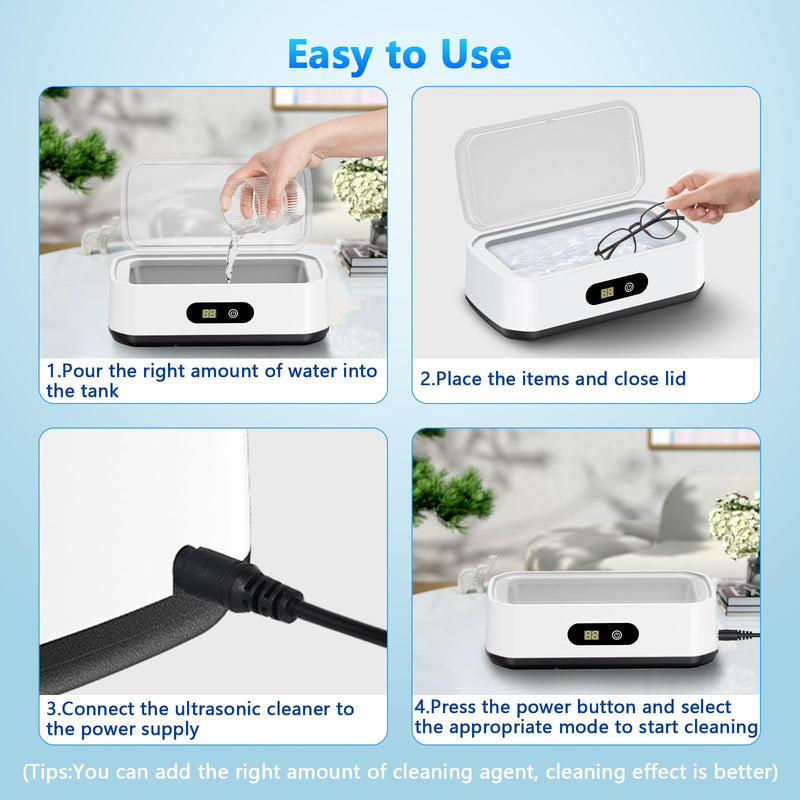 PKBD 2026 Upgrade Large Capacity Ultrasonic Cleaner, 50kHz Ultrasonic Cleaner Machine with 5 Modes Timer for Glasses Jewelry Dentures-304 Stainless Steel Tank, White & Black White&Black