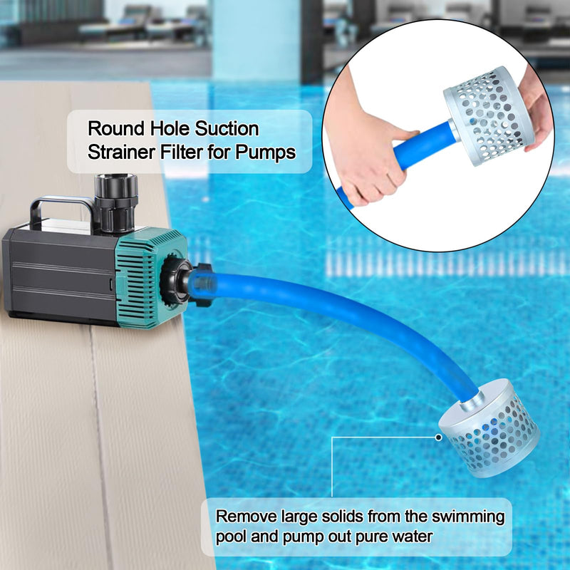 [Australia - AusPower] - Round Hole Suction Strainer Filter for Pumps, Carbon Plated Steel Basket Water Suction Filter, with NPT Female Thread, Reduces Solids Entering Pump (1 inch) 1 inch 