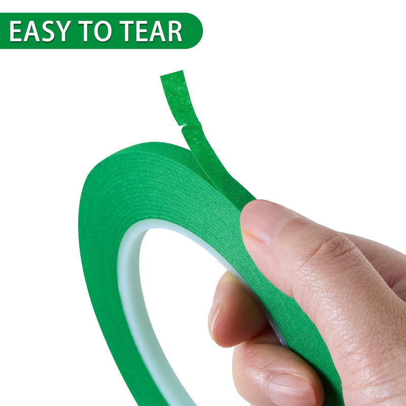 QDiShi 2 Pack 1/4" inch x 60yd Green Painters Tape Easy Removal Thin Narrow Finishing Masking Tape Painting Tape Wall Tape, No Residue and Good Adhesive (0.25 in 6MM)