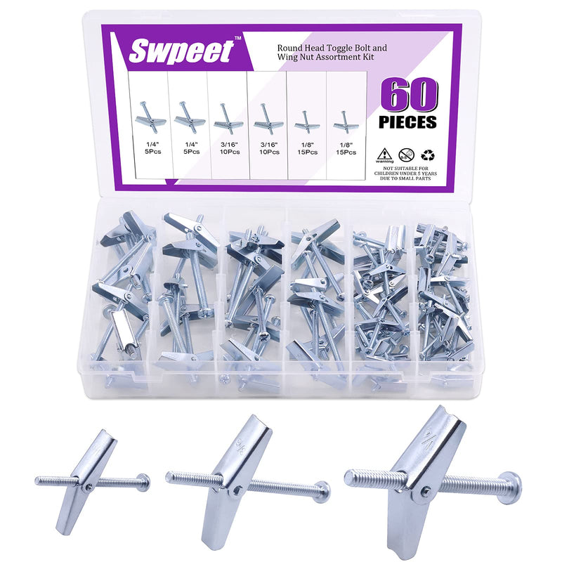[Australia - AusPower] - Swpeet Assorted 84 Pcs Toggle Bolt and Wing Nut Kit 