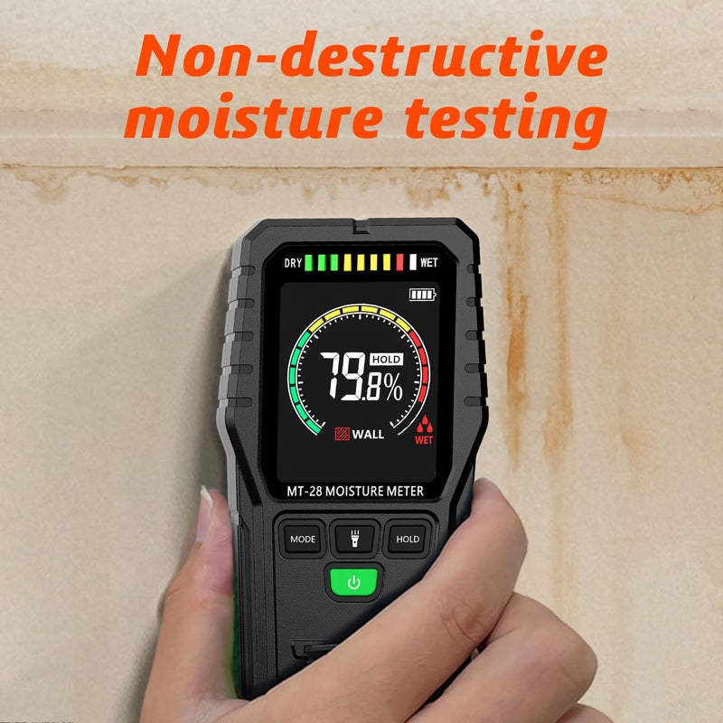 [Australia - AusPower] - Pinless Moisture Meters Non-Invasive Digital Wood Moisture Tester Water Leak Detector for Wall,Lumber, building,Firewood,Humidity Tester (BLACK) Black 
