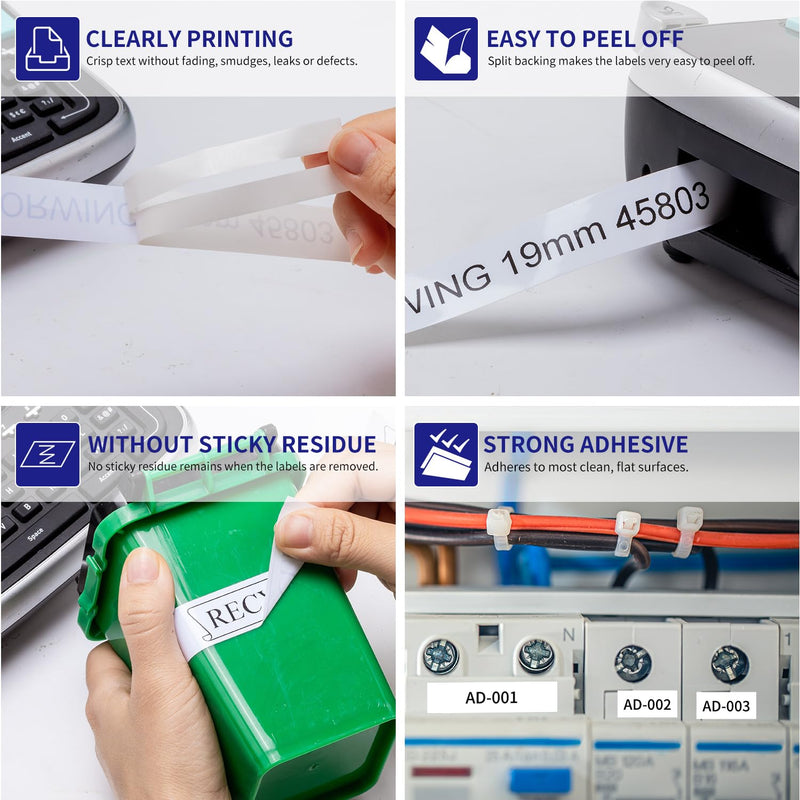 [Australia - AusPower] - 6-Pack Compatible Dymo D1 Label Tape 19mm 45803 45803s S0720830 Label Maker Refills, Black on White, 3/4 Inch x 23 Ft(7m), for Dymo LabelManager 360D 420P 450D 500TS 450 Duo Label Maker 3/4 inch x 23 feet(19mm x 7m) 