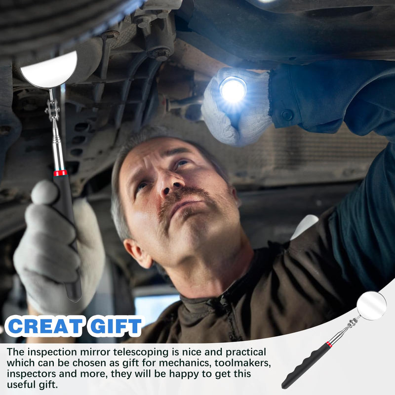 [Australia - AusPower] - YBEATY Set of 2 Telescopic Inspection Mirror Set, Round, 360 Degrees, Rotatable, Extendable Mechanical Car Mirror, Inspection Mirror Handles for Vehicle Inspections, Technicians, Tool, Geocaching 